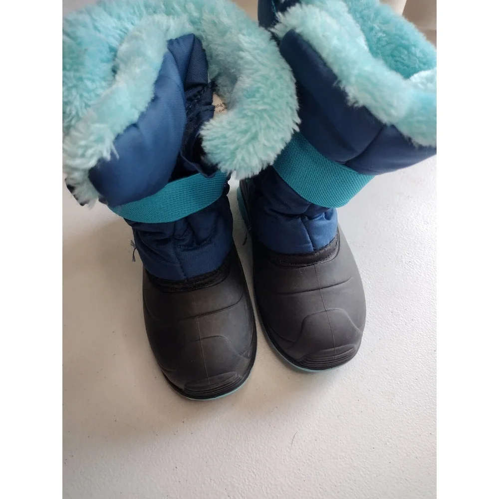 Kamik Kids Navy Teal Waterproof Winter Snow Boots Faux‎ Fur Lined Size 9